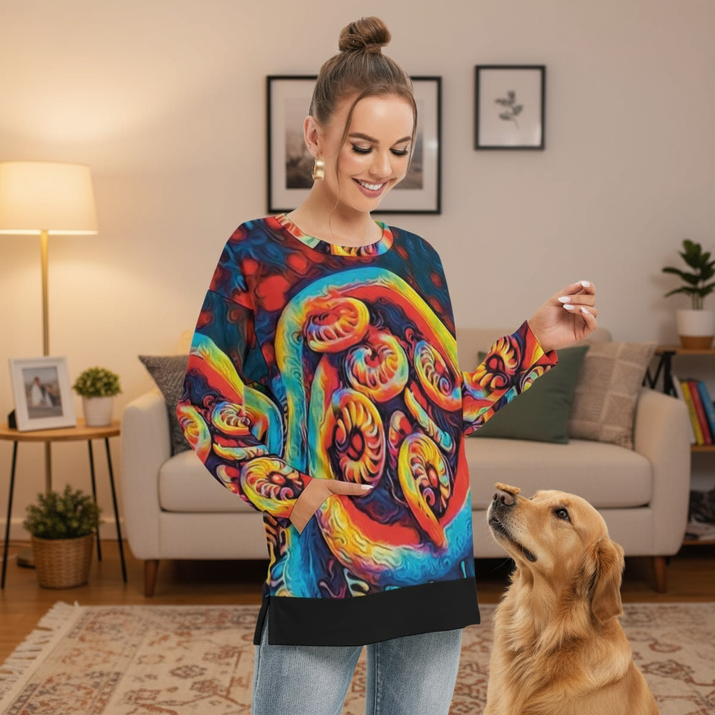 “Rainbow Family” Women's Side Split O-neck Sweatshirt