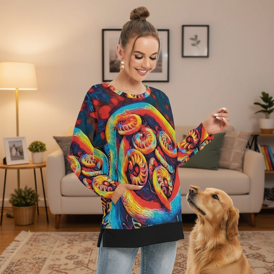 “Rainbow Family” Women's Side Split O-neck Sweatshirt