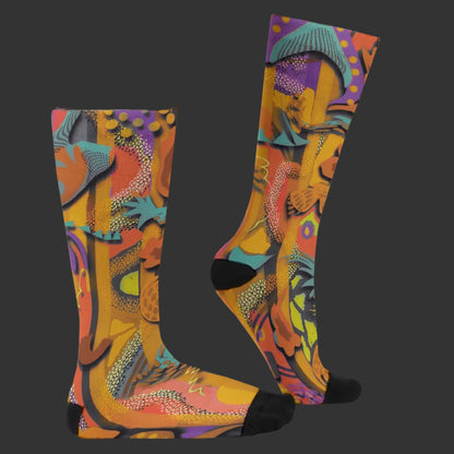 “Labyrinth “ : Mustard Unisex Long Socks