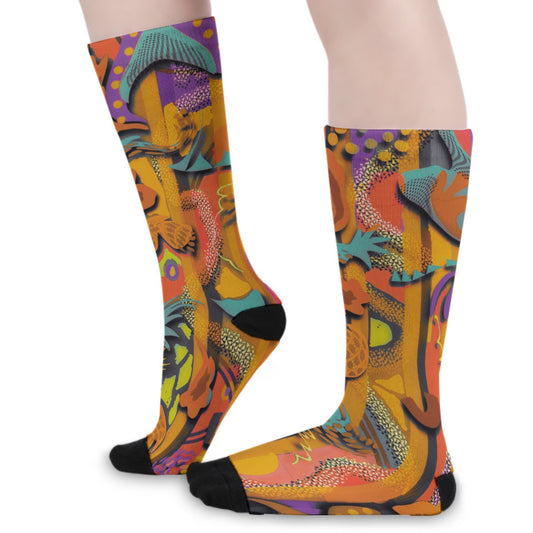 “Labyrinth “ : Mustard Unisex Long Socks