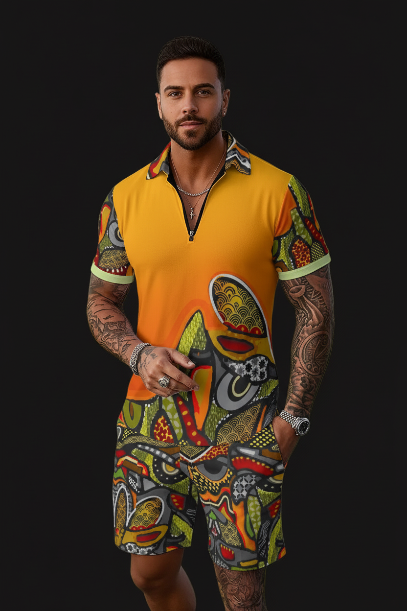 “Zedomina” Men's Polo Sportswear Set
