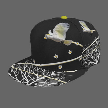 “Cockatoo Daisies” Baseball Cap With Flat Brim