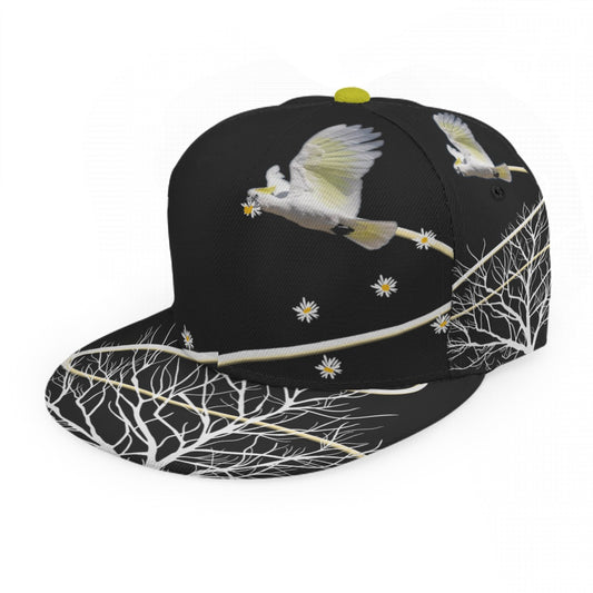 “Cockatoo Daisies” Baseball Cap With Flat Brim