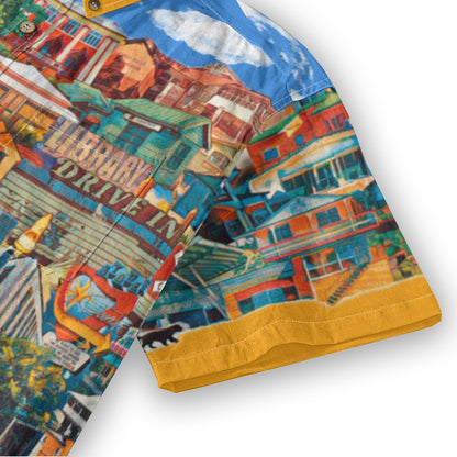 “Southside Brizvegas” (Yellow) Men's Breathable Cotton Shirt|125GSM