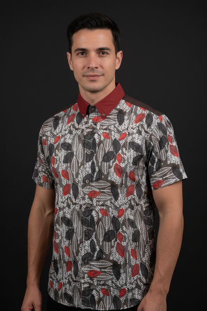 “Foliage Flush” Men's Breathable Cotton Shirt|125GSM