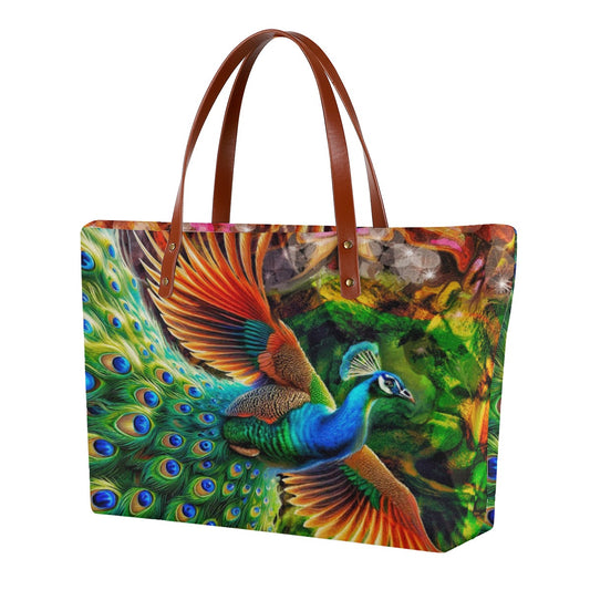 “Peacock Flight” Women's Tote Bag | Diving Cloth