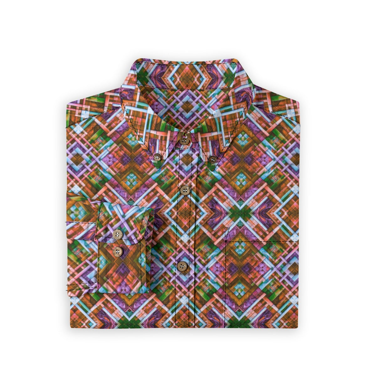“Woody Plaid” Men's Casual Lapel Long Sleeve Shirt|125GSM Cotton