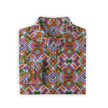 “Woody Plaid” Men's Casual Lapel Long Sleeve Shirt|125GSM Cotton