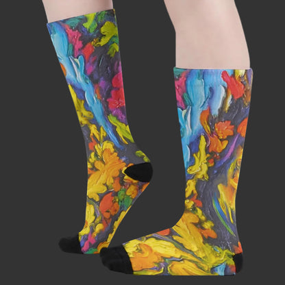 “Springtime Impasto” Unisex Long Socks