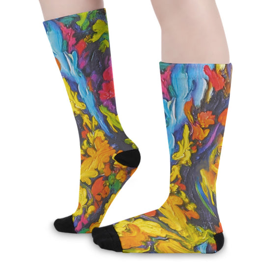 “Springtime Impasto” Unisex Long Socks