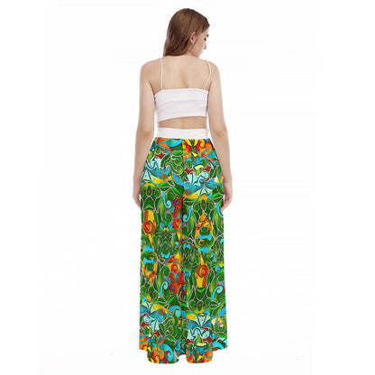 “Verdant Tapestry” Women's High Waist Wide Leg Trousers