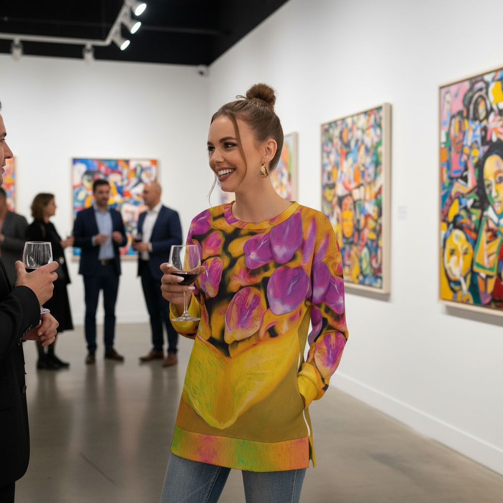 “Agapanthus” Women's Side Split O-neck Sweatshirt