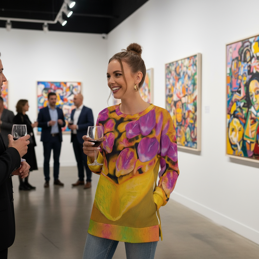 “Agapanthus” Women's Side Split O-neck Sweatshirt