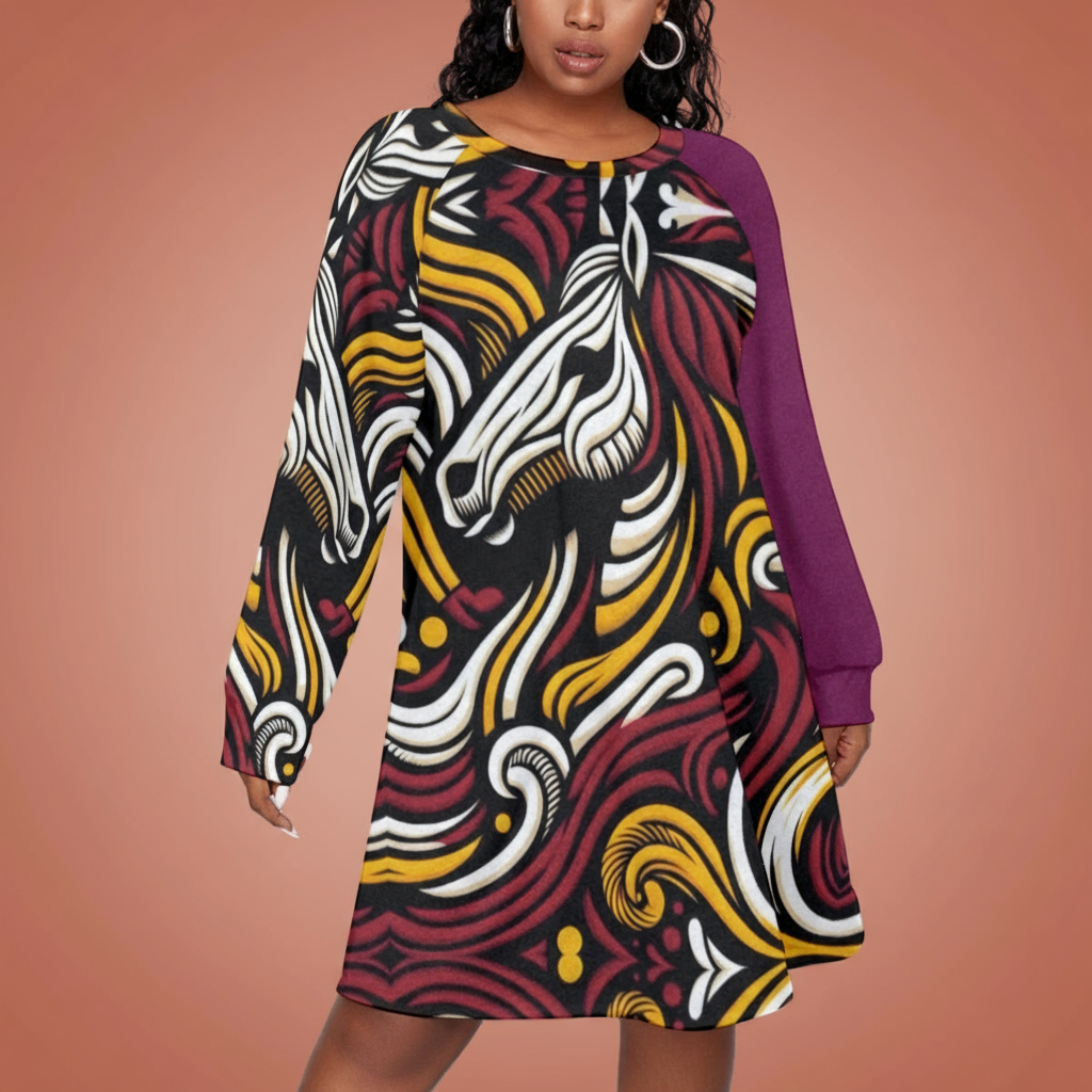“Bronco”  Women's Dress With Raglan Sleeve(Plus Size)