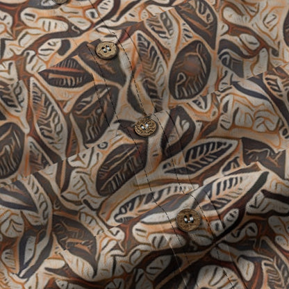“Rustic Foliage “ Men's Casual Lapel Long Sleeve Shirt|125GSM Cotton