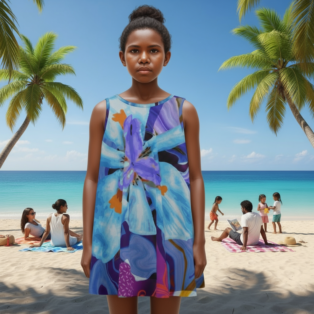 “The Blue Dietes” Kid's Sleeveless Dress | 180GSM Cotton