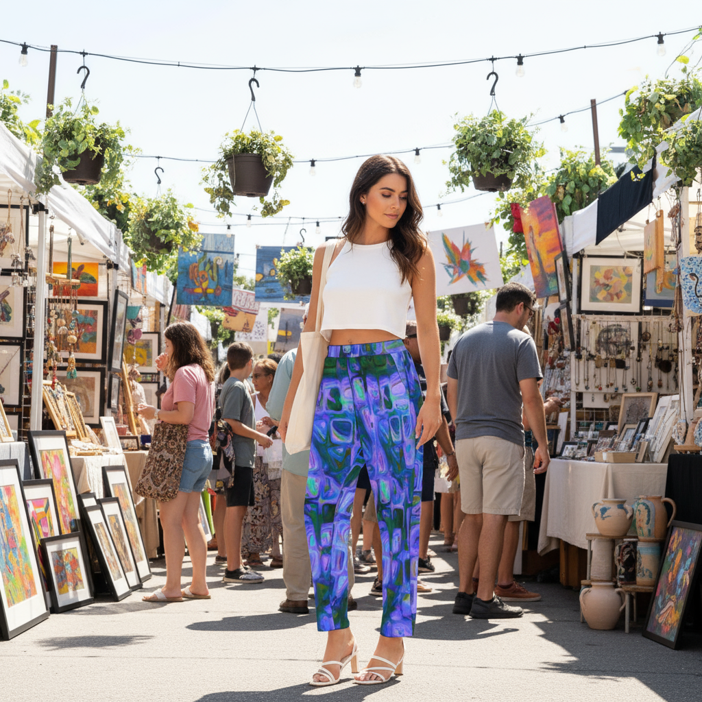 “Purplesque” Women's Loose Straight-leg Pants