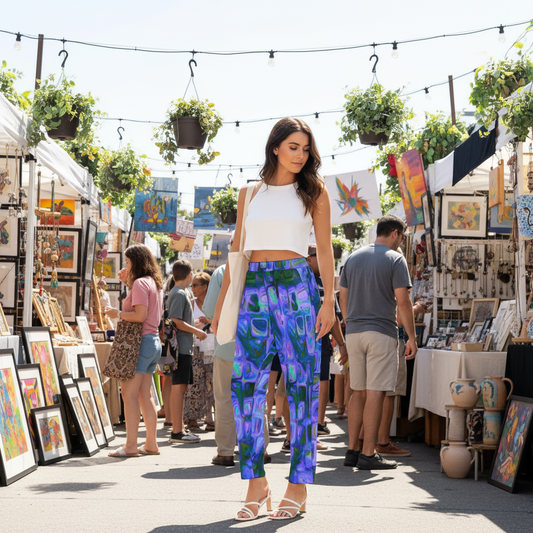 “Purplesque” Women's Loose Straight-leg Pants