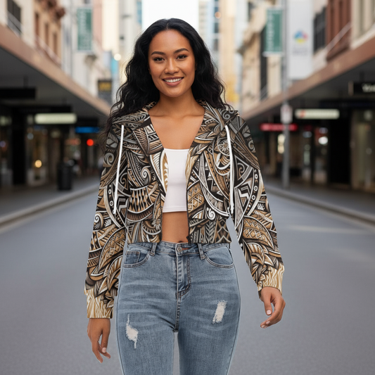 “Into the Light” Women's Crop Top Hoodie With Zipper Closure