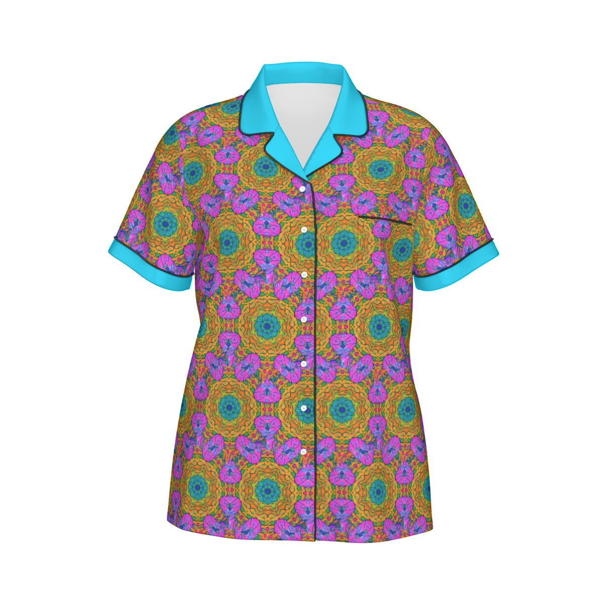 Women's Imitation Silk Pajama Set With Short Sleeve