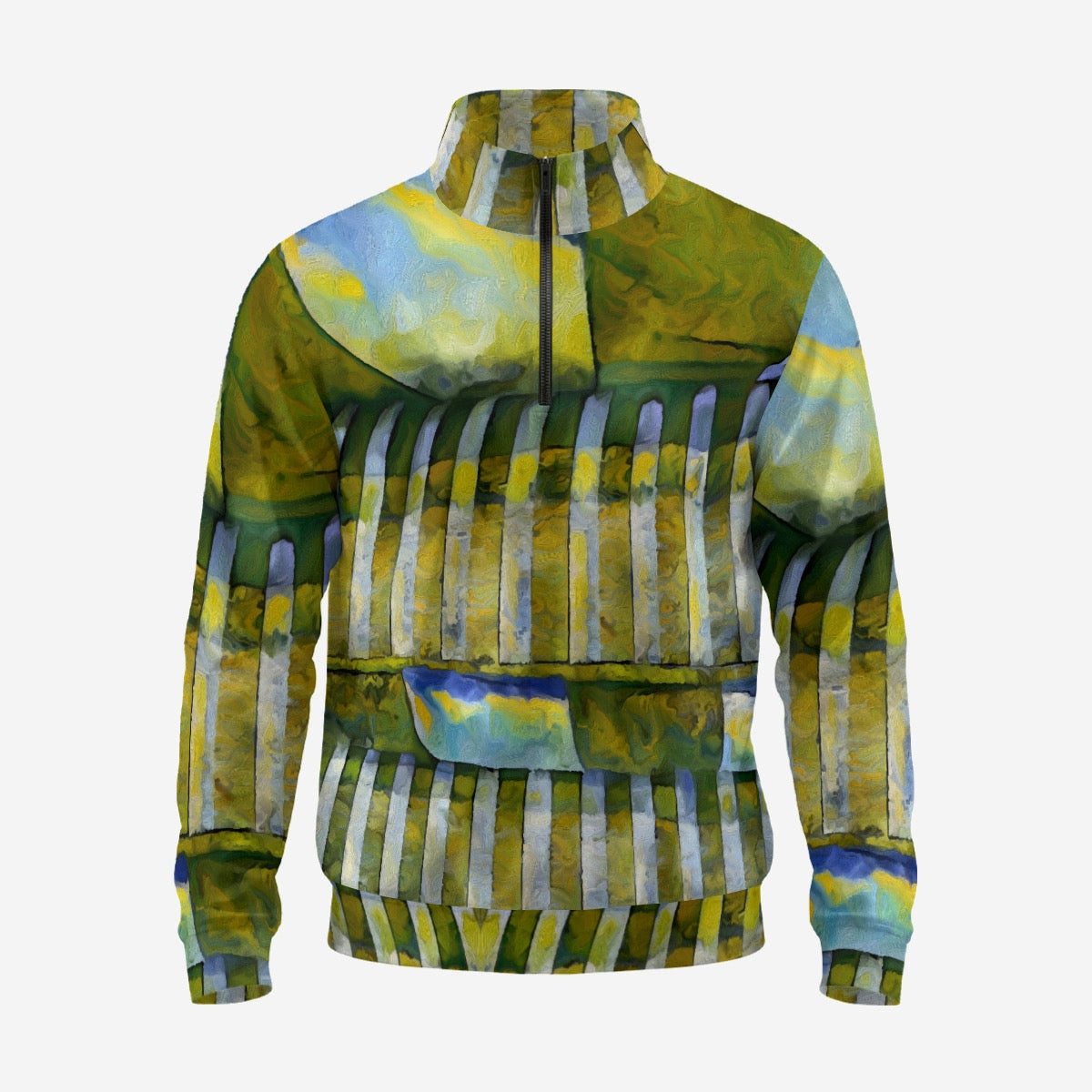 “Green Meadows” Men’S Half-Zip Pullover Sweatshirt