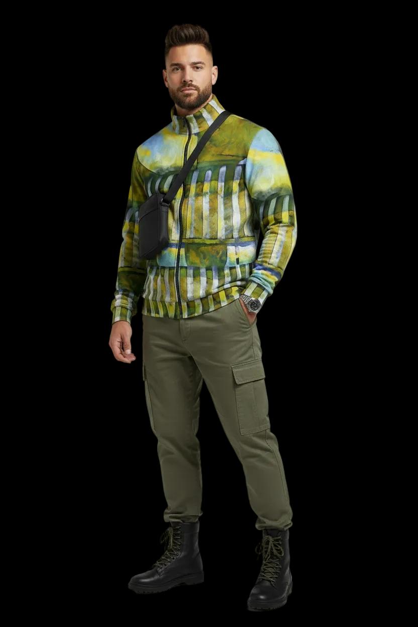 “Green Meadows” Men’S Half-Zip Pullover Sweatshirt