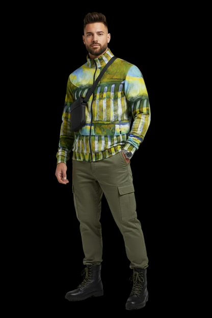 “Green Meadows” Men’S Half-Zip Pullover Sweatshirt