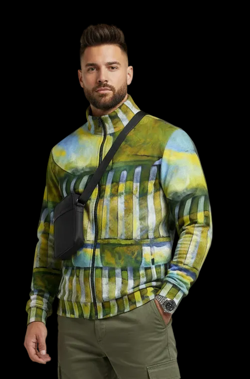 “Green Meadows” Men’S Half-Zip Pullover Sweatshirt