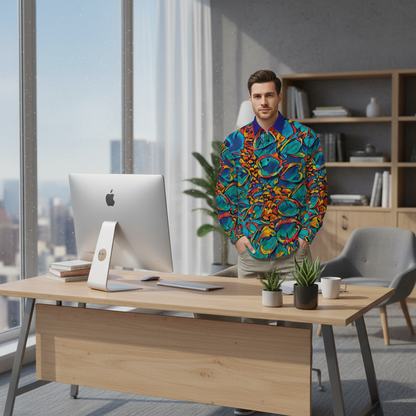 “Banksia Pod Abstraction” Men's Slim Fit Long Sleeve Shirt
