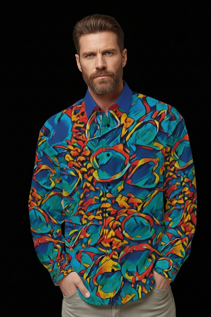 “Banksia Pod Abstraction” Men's Slim Fit Long Sleeve Shirt
