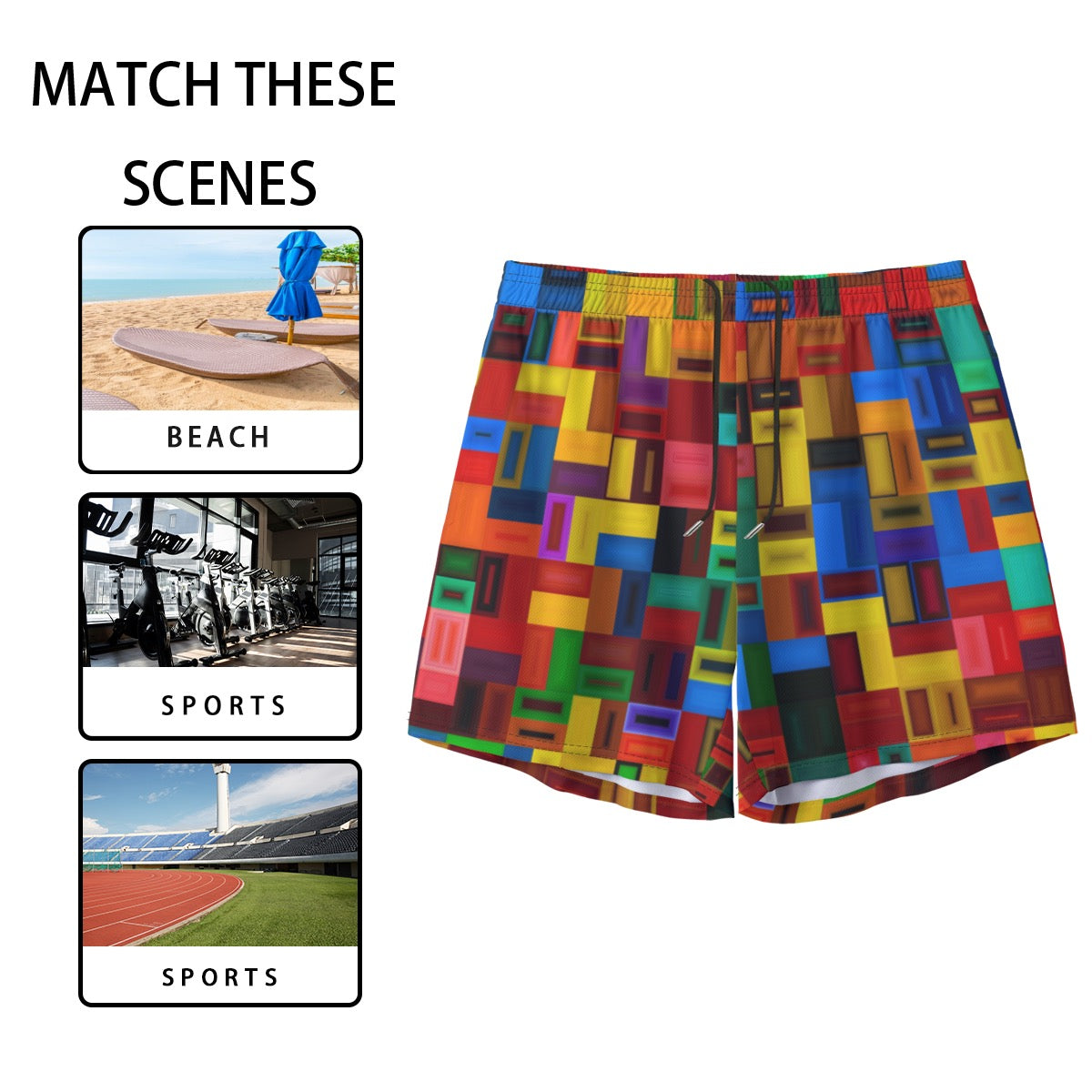 “Blocked” Men's Pocket Customizable Shorts