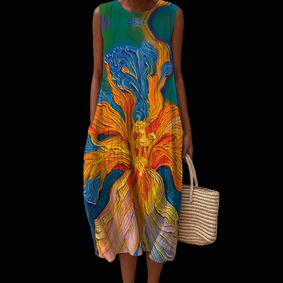 “Iris”  Women's Sleeveless Dress|125GSM Slub Cotton