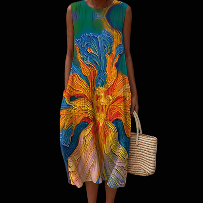 “Iris”  Women's Sleeveless Dress|125GSM Slub Cotton