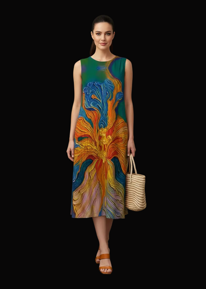 “Iris”  Women's Sleeveless Dress|125GSM Slub Cotton