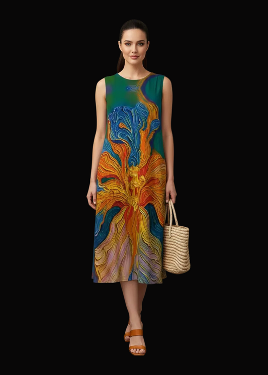 “Iris”  Women's Sleeveless Dress|125GSM Slub Cotton