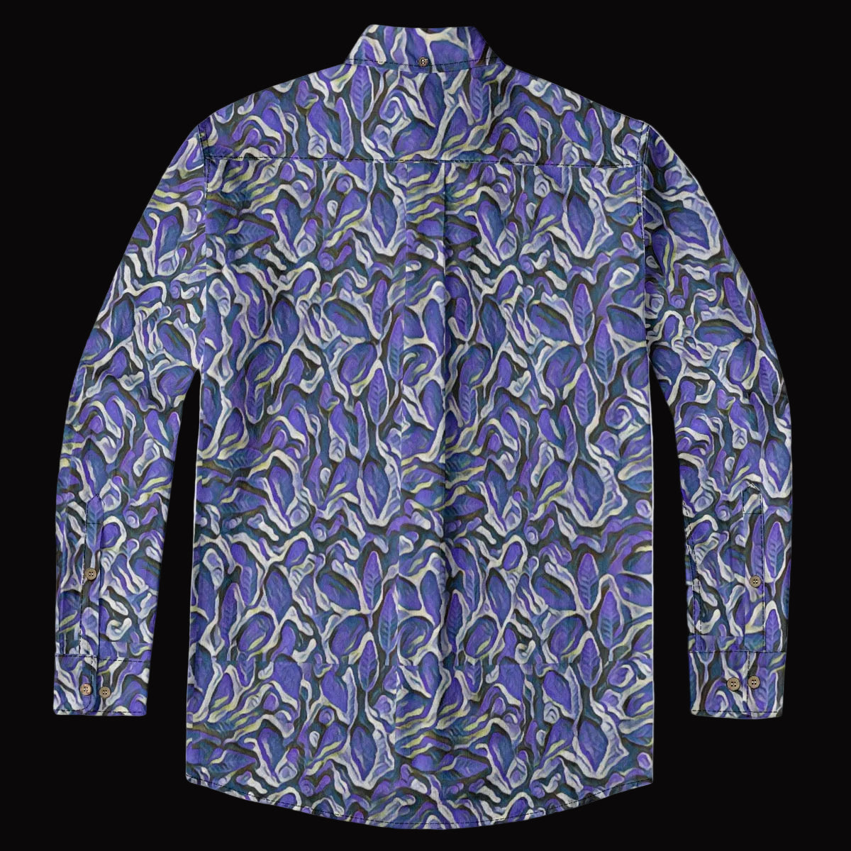 “Indigo Bloom“ Men's Casual Lapel Long Sleeve Shirt|125GSM Cotton