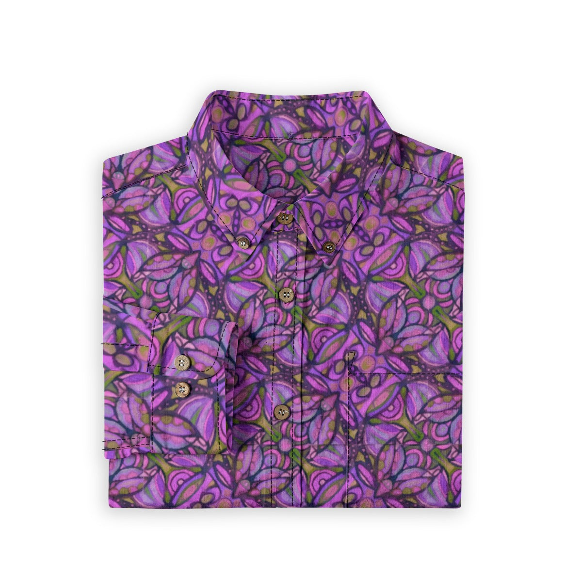 “Bloomfield Purple” Men's Casual Lapel Long Sleeve Shirt|125GSM Cotton