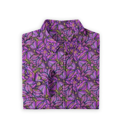 “Bloomfield Purple” Men's Casual Lapel Long Sleeve Shirt|125GSM Cotton