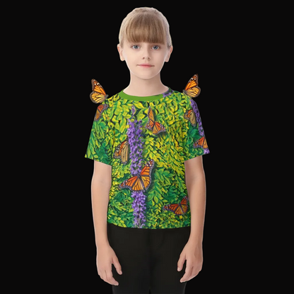 “Butterfly Garden” Kid's Raglan Sleeve T-shirt