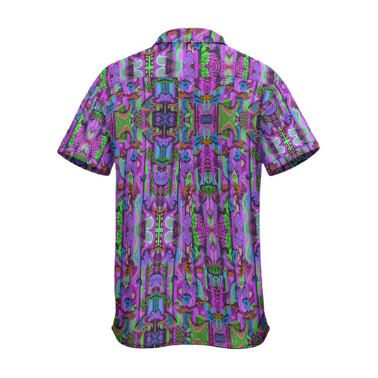 “Labyrinth”  Purple: Men's Business Collared Shirt|115GSM Cotton poplin