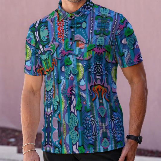 “Underwater Echoes” Polo Collar Jersey