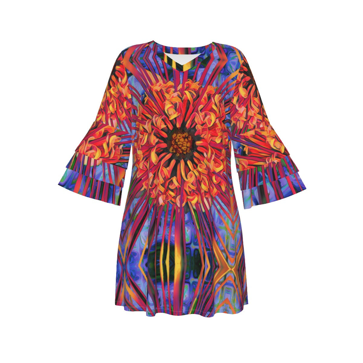 “Protea” Stacked Ruffle Sleeve Dress