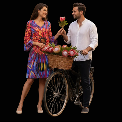 “Protea” Stacked Ruffle Sleeve Dress