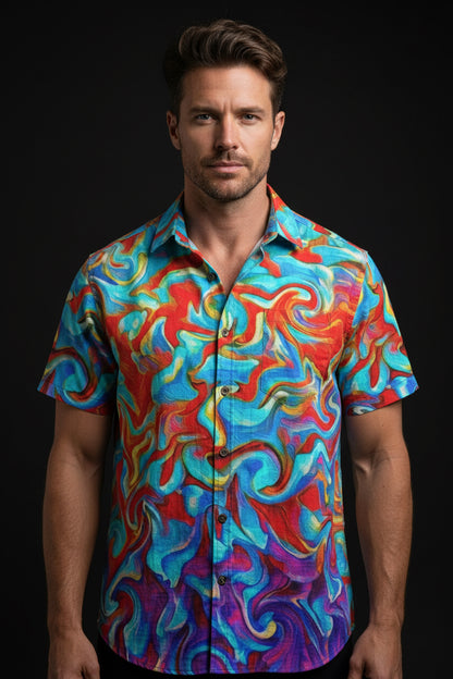 “Fire & Ice” Men's Breathable Cotton Shirt|125GSMb