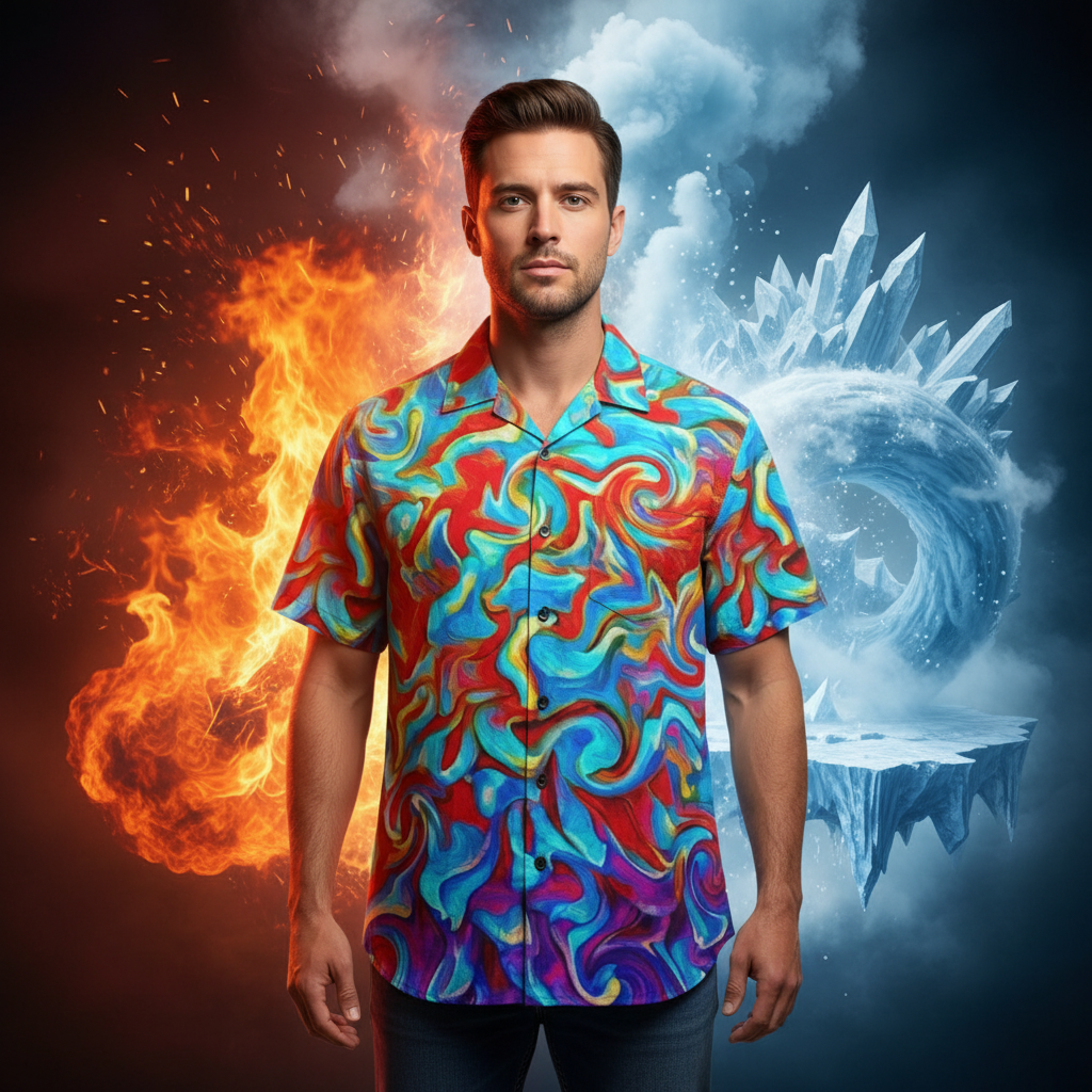 “Fire & Ice” Men's Breathable Cotton Shirt|125GSMb