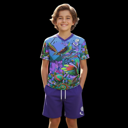 “Purple Garden of Delights” Children's Sports T-Shirt Set