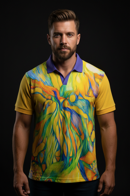 “Iridescent “ V-Neck Polo Shirt
