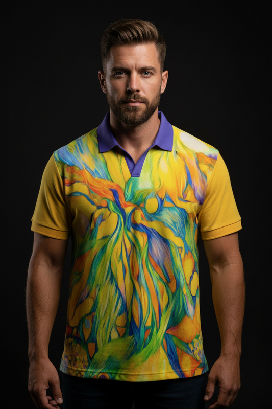 “Iridescent “ V-Neck Polo Shirt