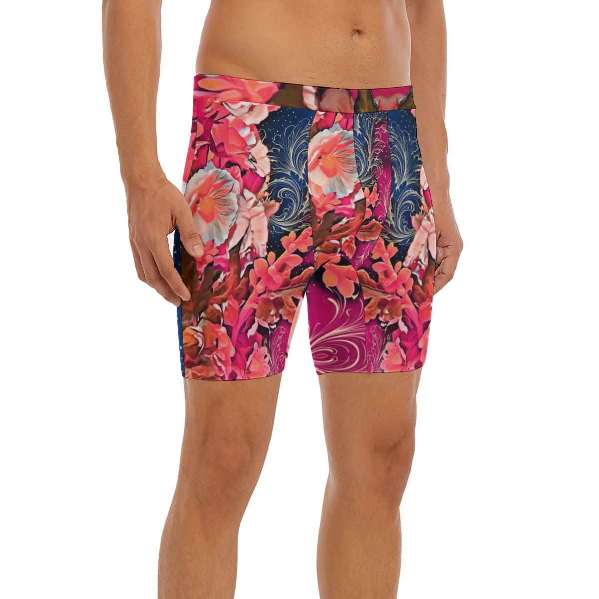 “Celestial Bloom” Men's Long Boxer Briefs
