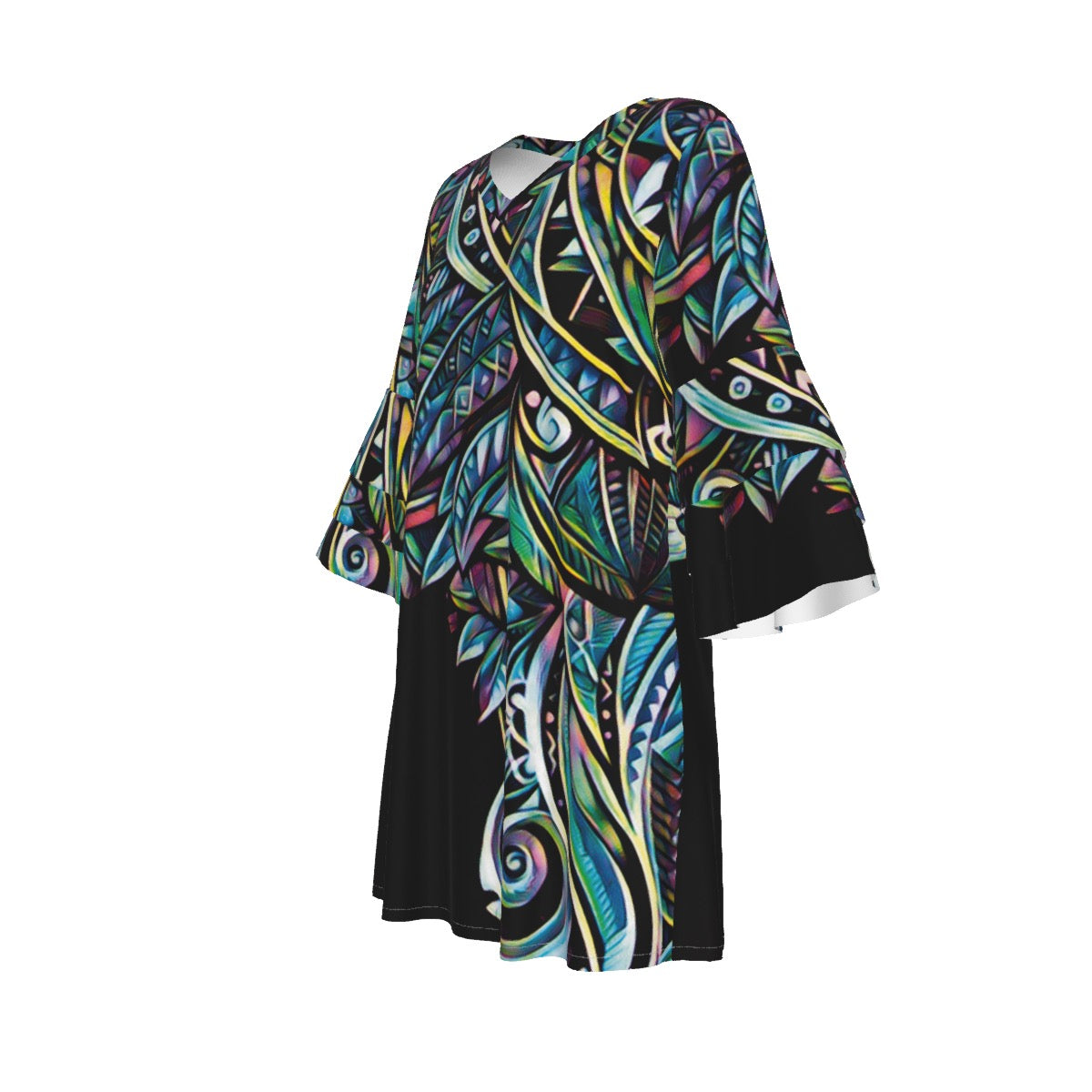 “Paua” Women's Stacked Ruffle Sleeve Dress